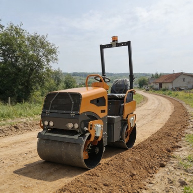 Heavy Equipment In Construction - Compacteur vibrant routier robuste pour sols