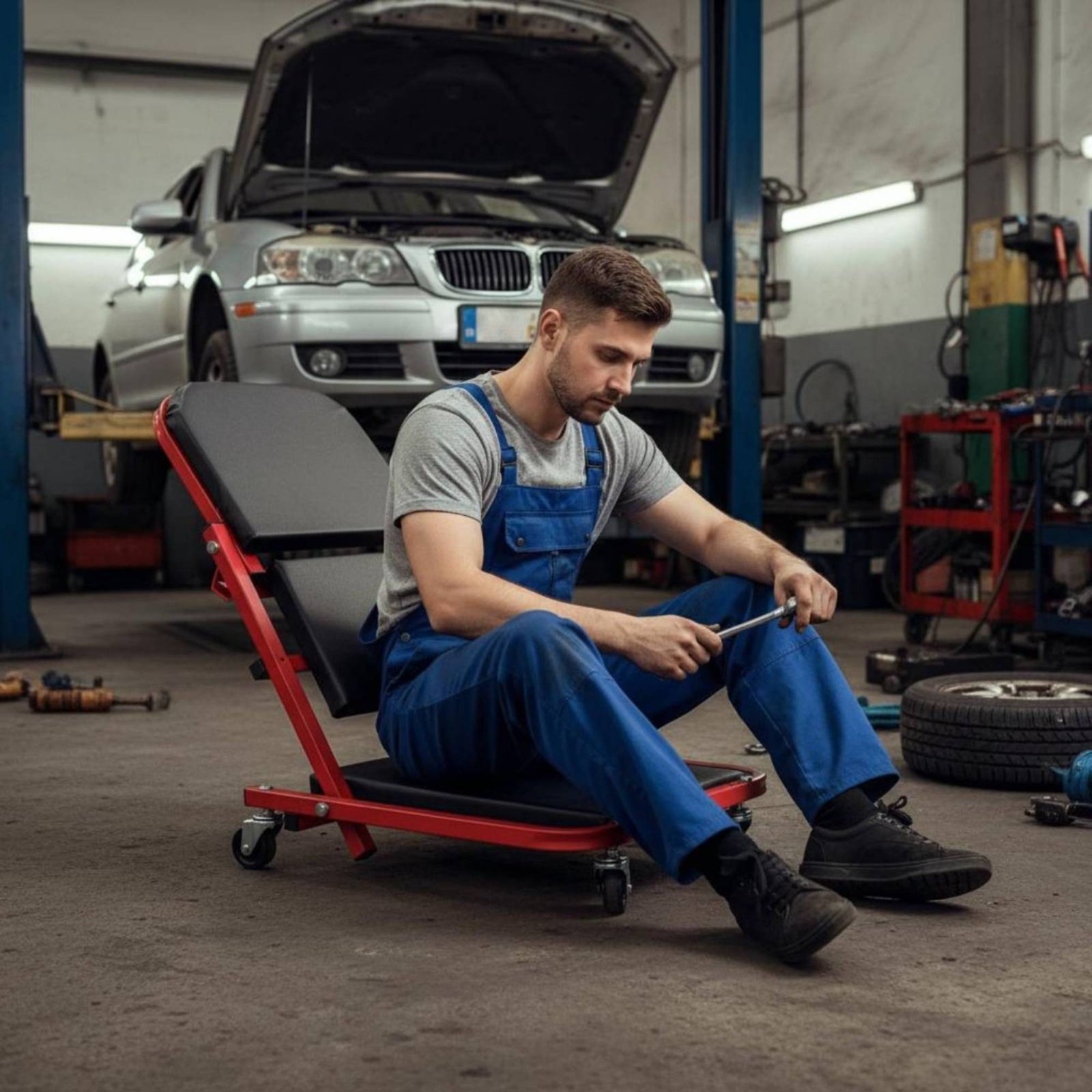 Siège d'atelier pliable 2-en-1 - Heavy Equipment Repair avis et prix